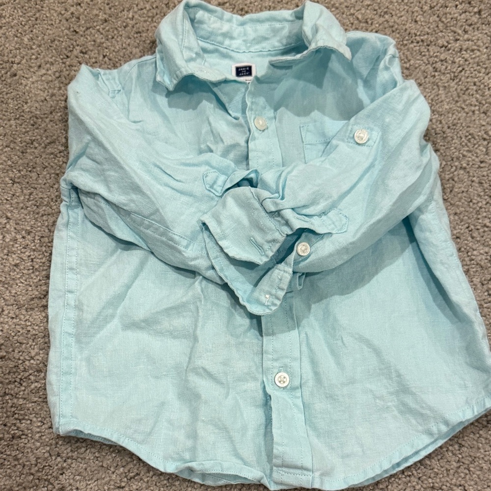 Janie & Jack Linen Light Blue Kids Button-Up Shirt